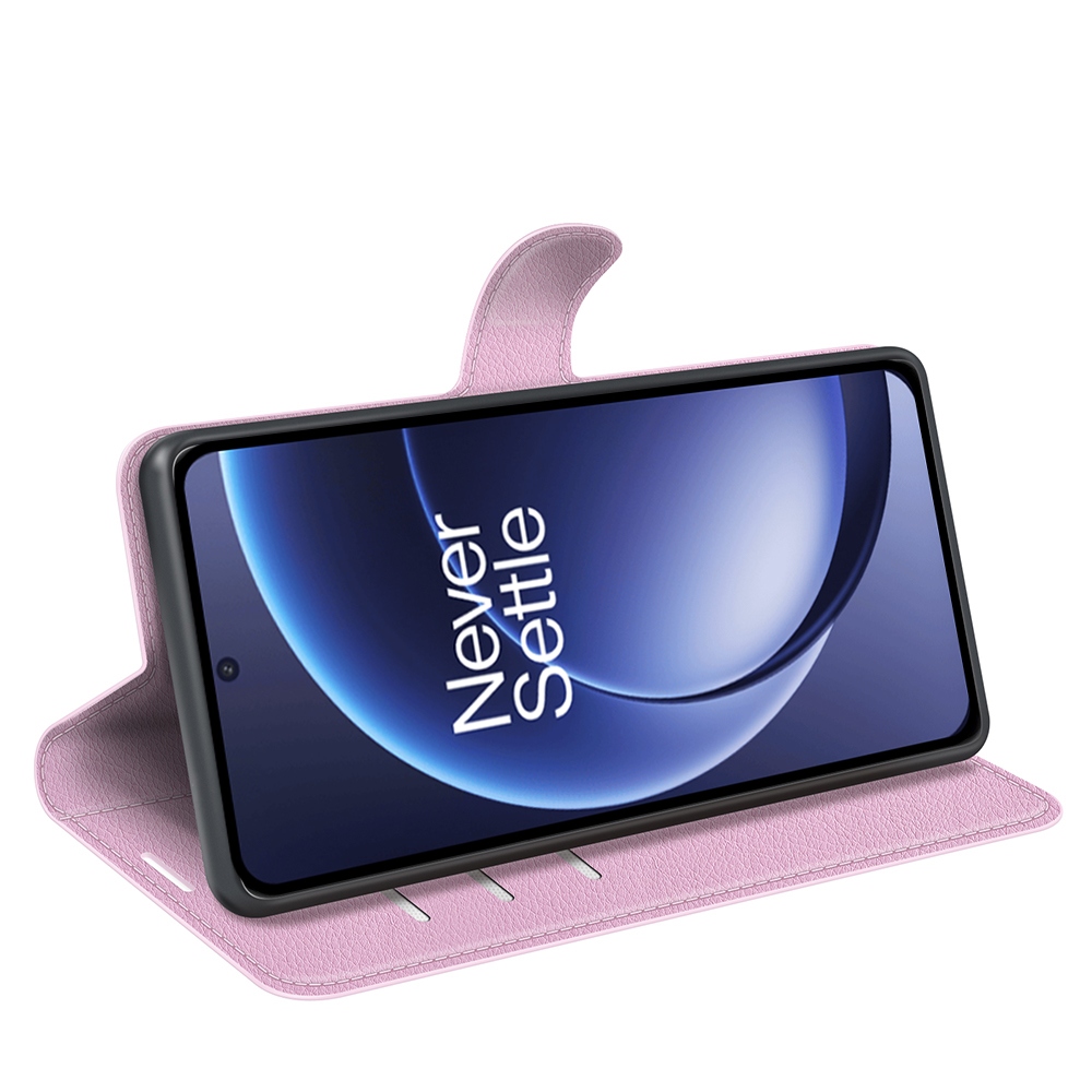 Litchi knižkové puzdro na OnePlus 15 5G - ružové