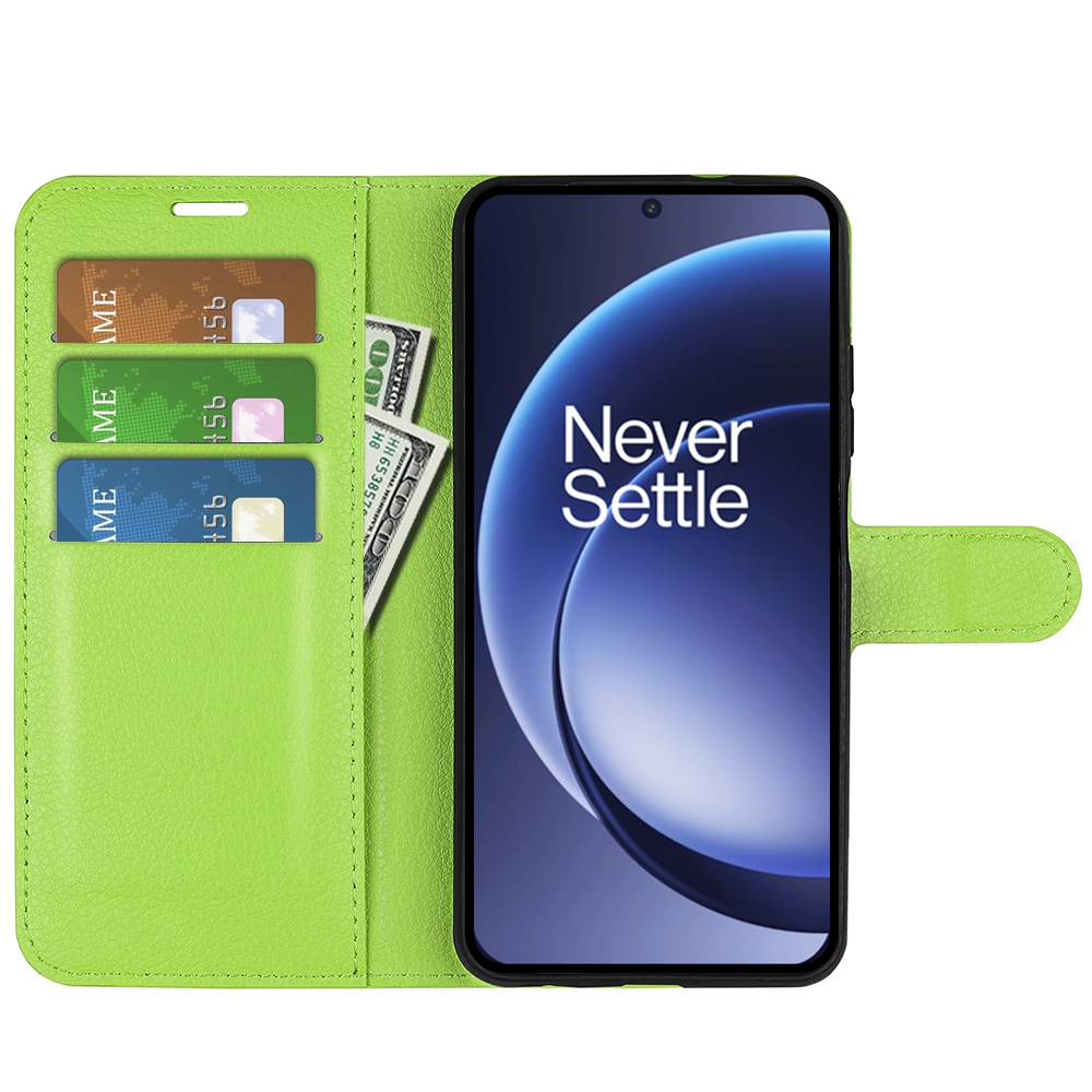 Litchi knižkové puzdro na OnePlus 15 5G - zelené