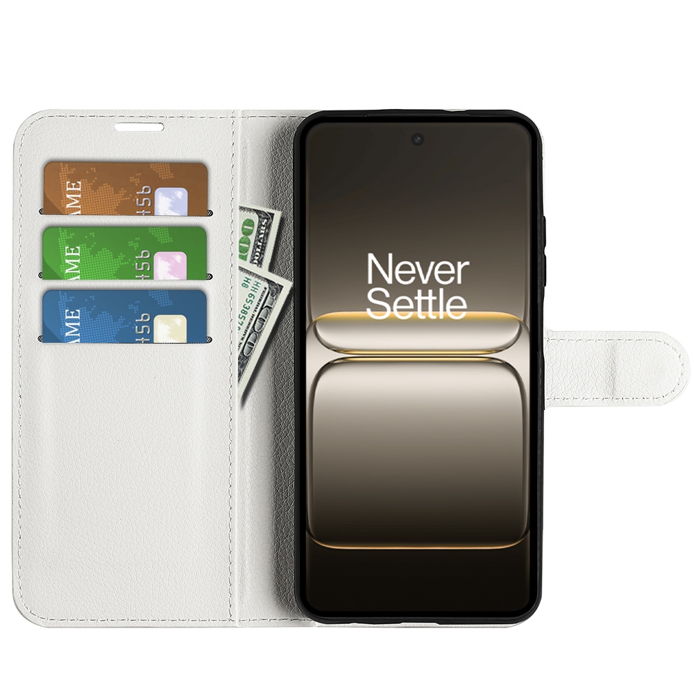 Litchi knižkové púzdro na OnePlus Nord 5 5G - biele