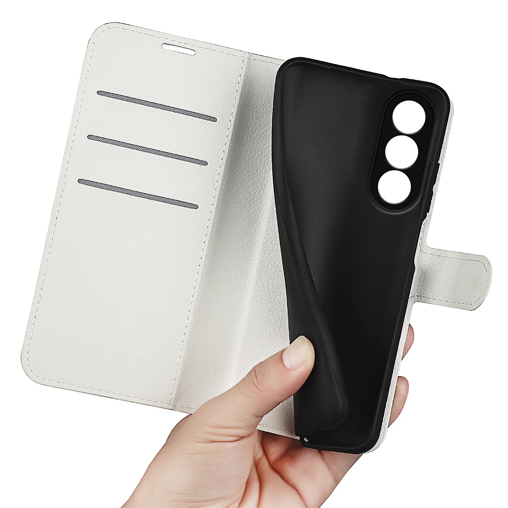 Litchi knižkové púzdro na OnePlus Nord 5 5G - biele