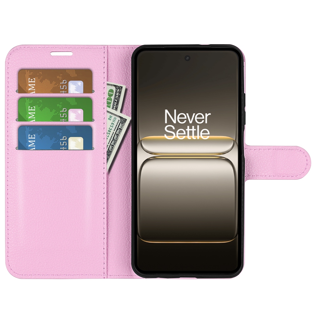 Litchi knižkové puzdro na OnePlus Nord 5 5G - ružové