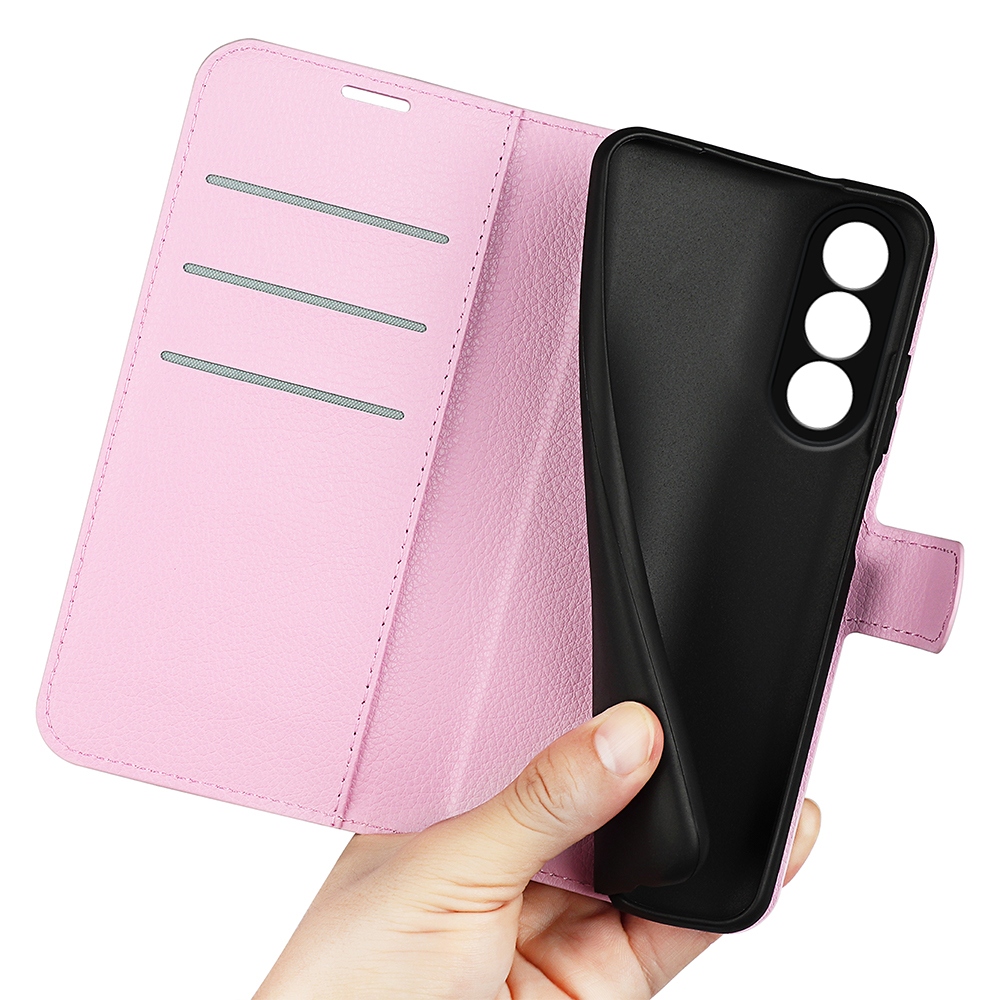 Litchi knižkové puzdro na OnePlus Nord 5 5G - ružové