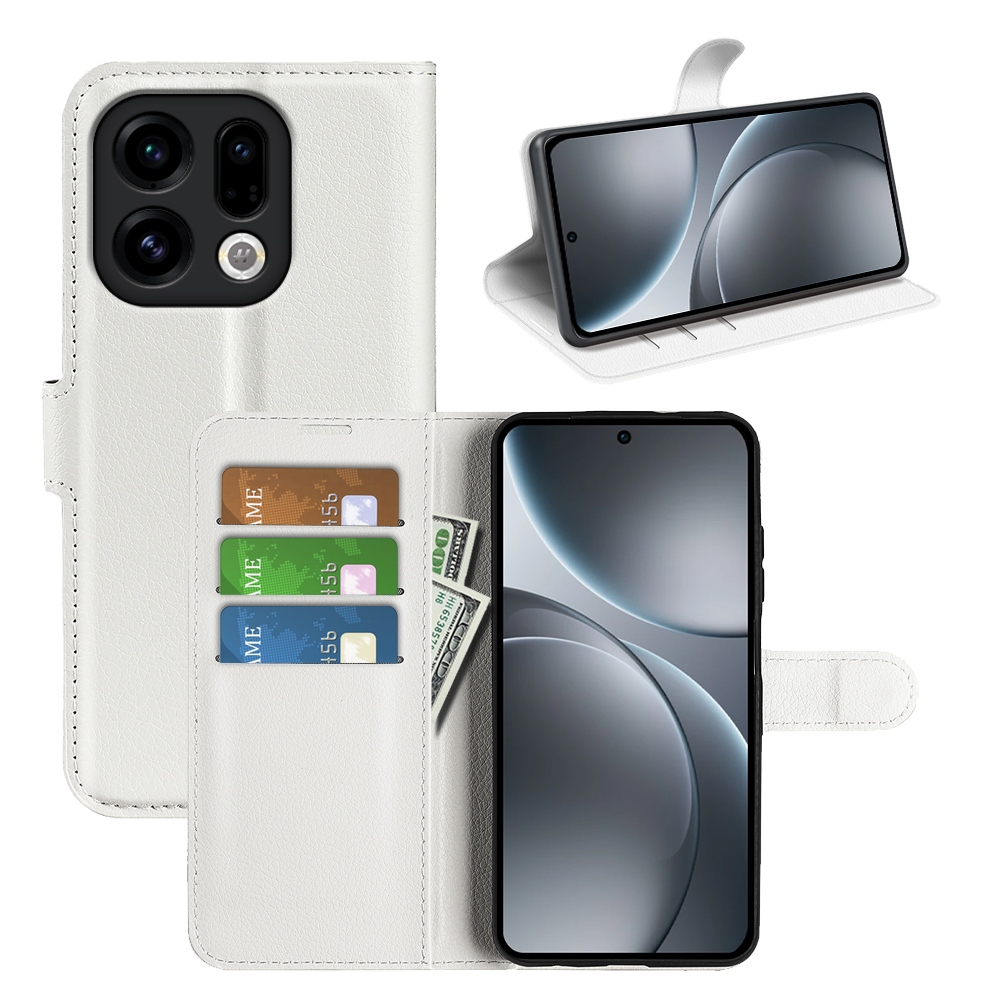 Litchi knižkové puzdro na Oppo Find X9 5G - biele