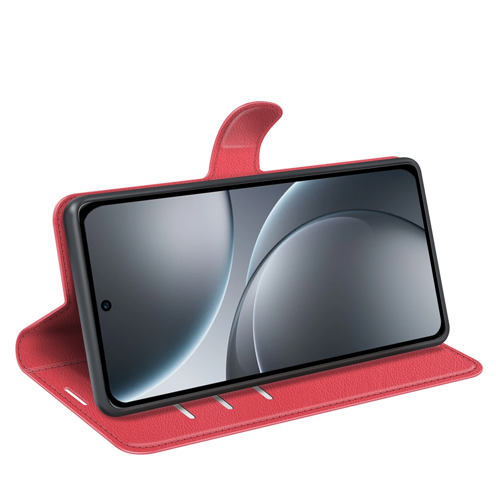 Litchi knižkové puzdro na Oppo Find X9 5G - červené