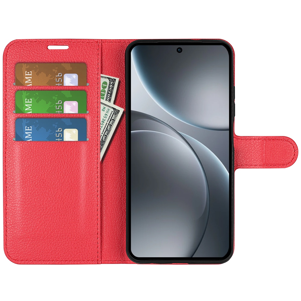 Litchi knižkové puzdro na Oppo Find X9 5G - červené