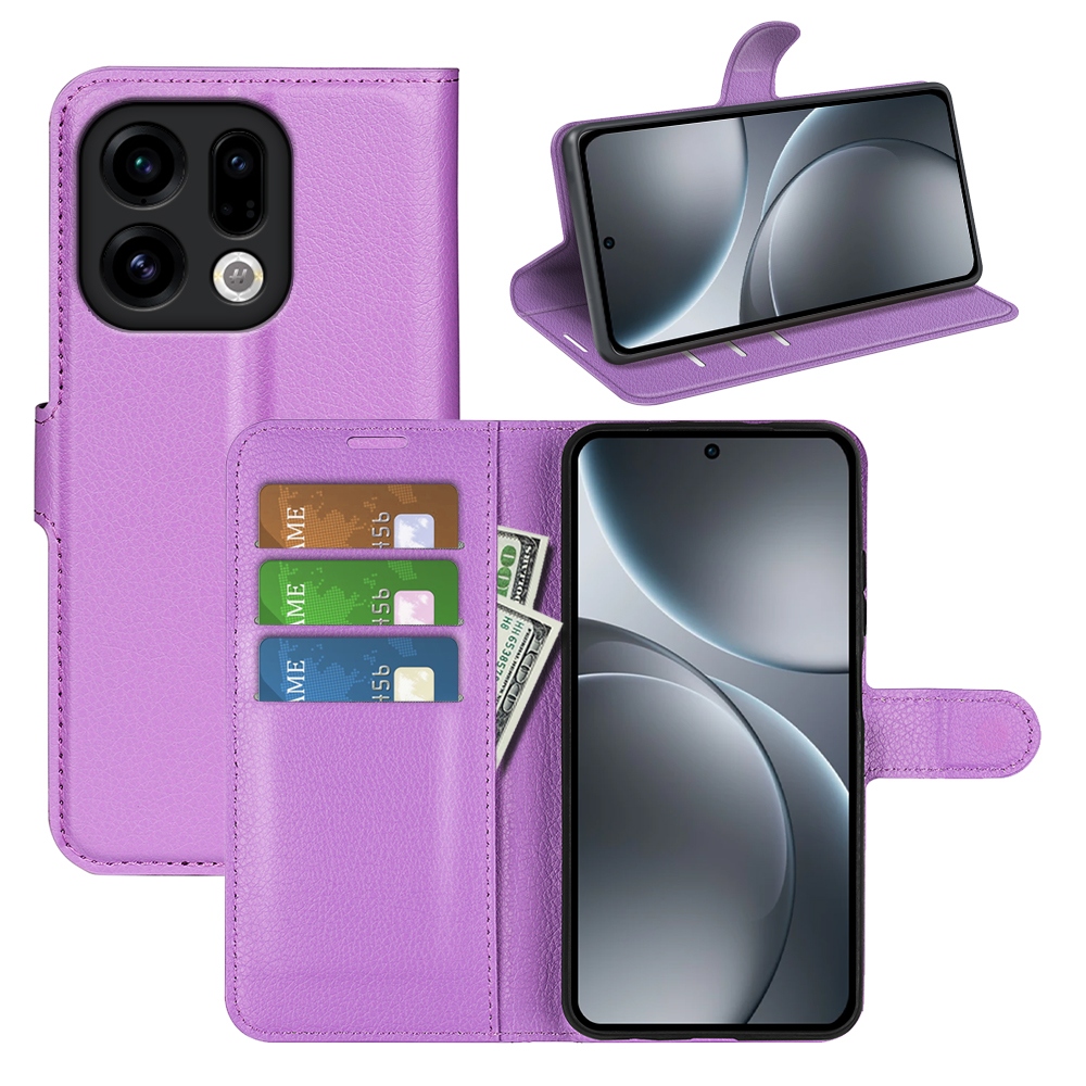 Litchi knižkové puzdro na Oppo Find X9 5G - fialové