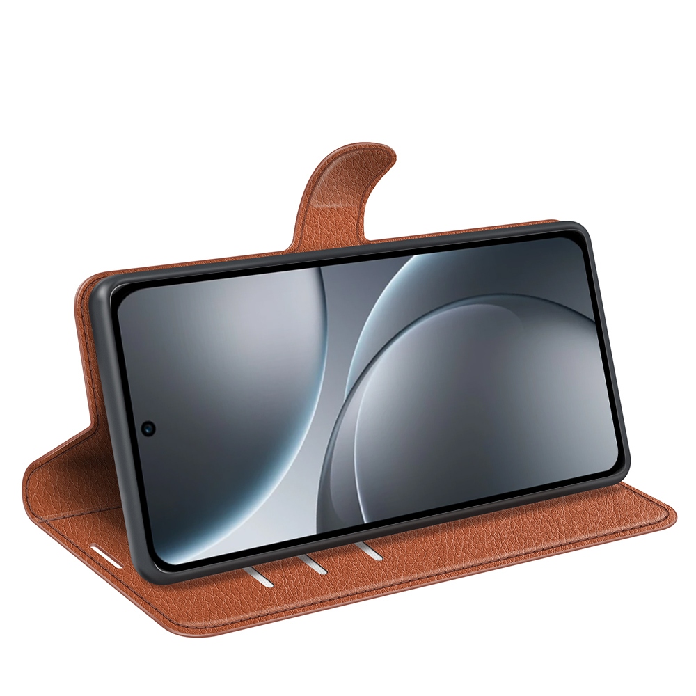 Litchi knižkové puzdro na Oppo Find X9 5G - hnedé