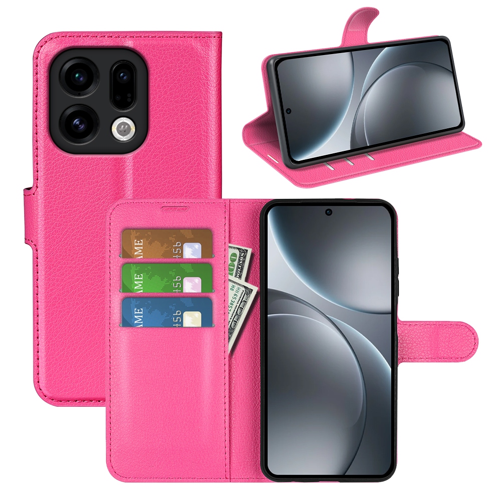 Litchi knižkové puzdro na Oppo Find X9 5G - rose