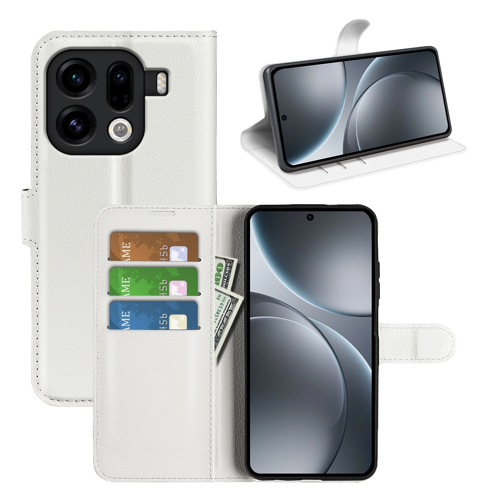 Litchi knižkové puzdro na Oppo Find X9 Pro 5G - biele