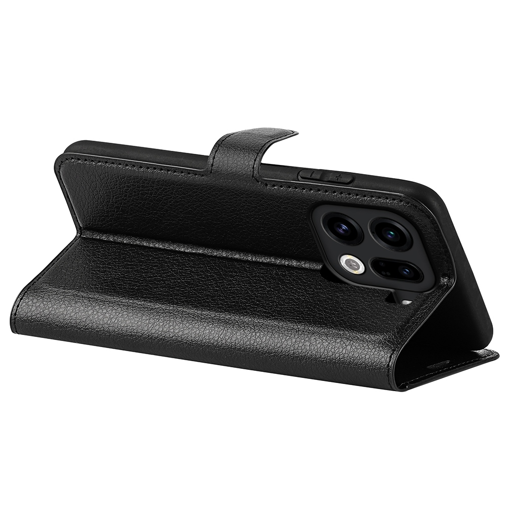 Litchi knižkové puzdro na Oppo Find X9 Pro 5G - čierne