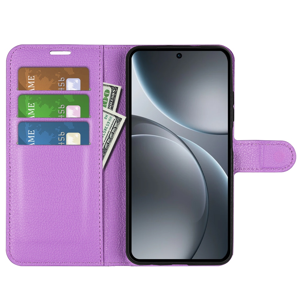 Litchi knižkové puzdro na Oppo Find X9 Pro 5G - fialové