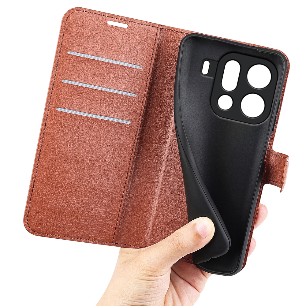 Litchi knižkové puzdro na Oppo Find X9 Pro 5G - hnedé