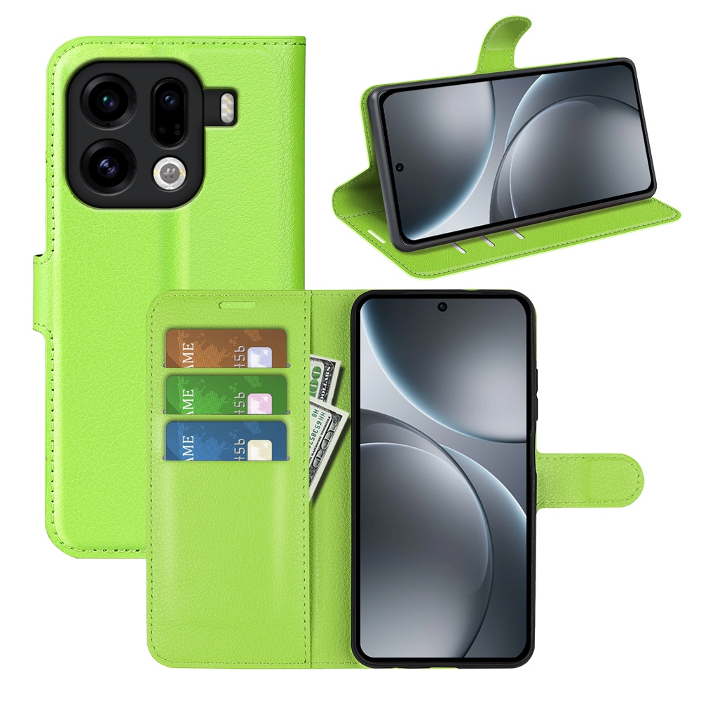 Litchi knižkové puzdro na Oppo Find X9 Pro 5G - zelené