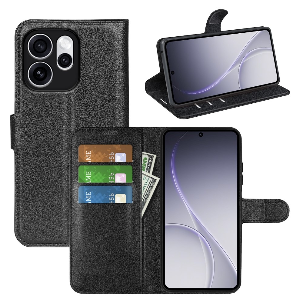 Litchi knižkové puzdro na Oppo Reno 15 Pro 5G - čierne