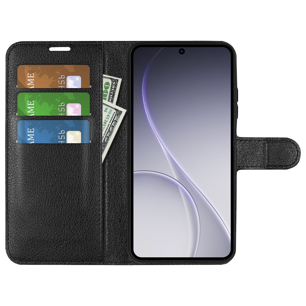 Litchi knižkové puzdro na Oppo Reno 15 Pro 5G - čierne