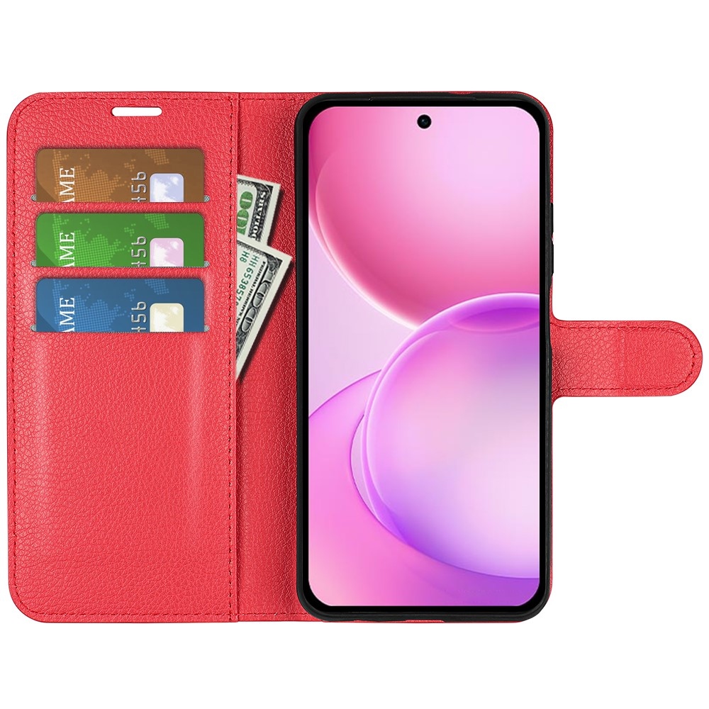 Litchi knižkové puzdro na Oppo Reno 16 5G - červené