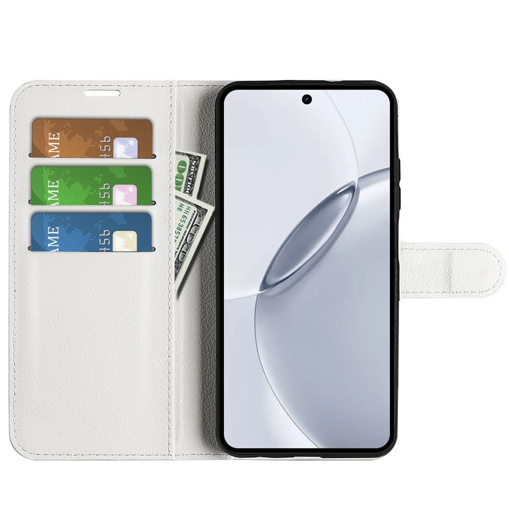 Litchi knižkové puzdro na Realme 16 Pro+ 5G - biele