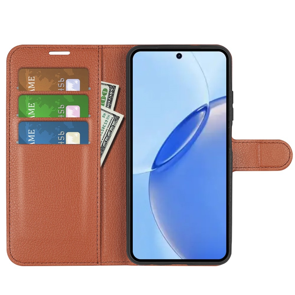 Litchi knižkové puzdro na Realme 16 Pro 5G - hnedé