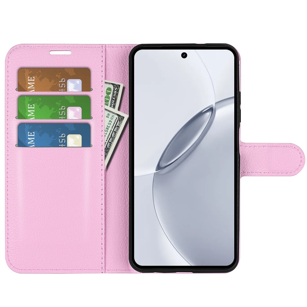 Litchi knižkové puzdro na Realme 16 Pro+ 5G - ružové