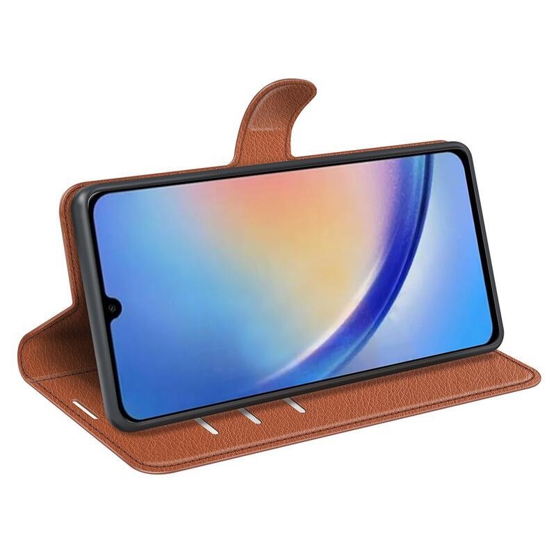 Litchi knižkové púzdro na Samsung Galaxy A34 5G - hnedé