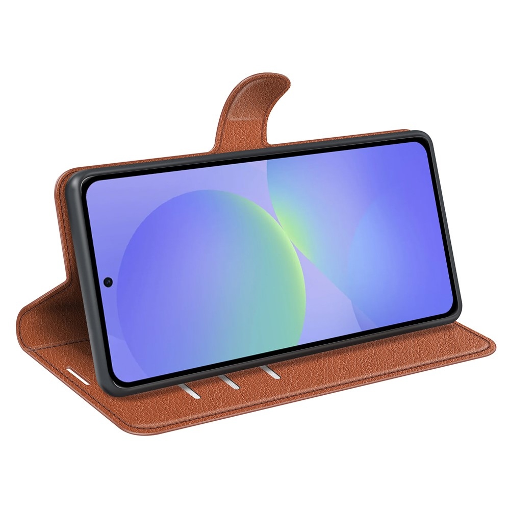 Litchi knižkové púzdro na Samsung Galaxy A37 5G - hnedé