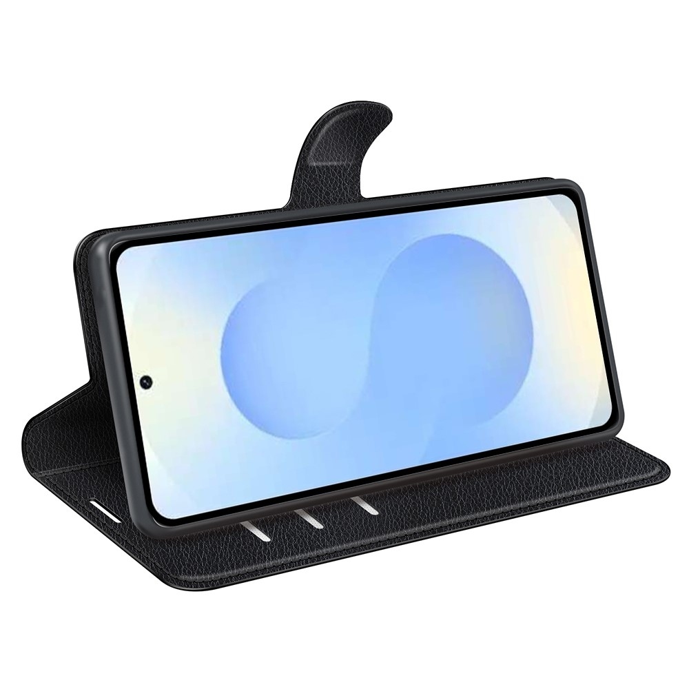 Litchi knižkové púzdro na Samsung Galaxy S26+ - čierne