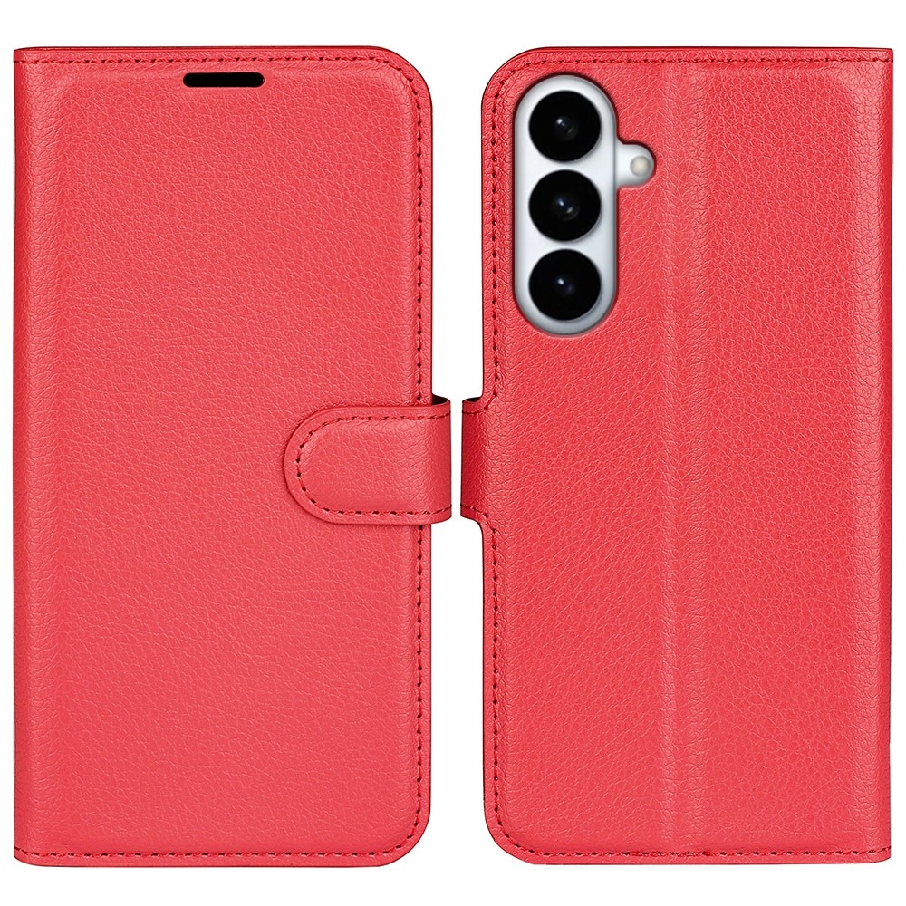 Litchi knižkové púzdro na Samsung Galaxy S26+ - červené