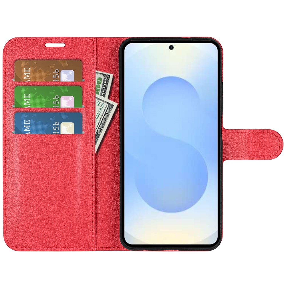 Litchi knižkové púzdro na Samsung Galaxy S26+ - červené