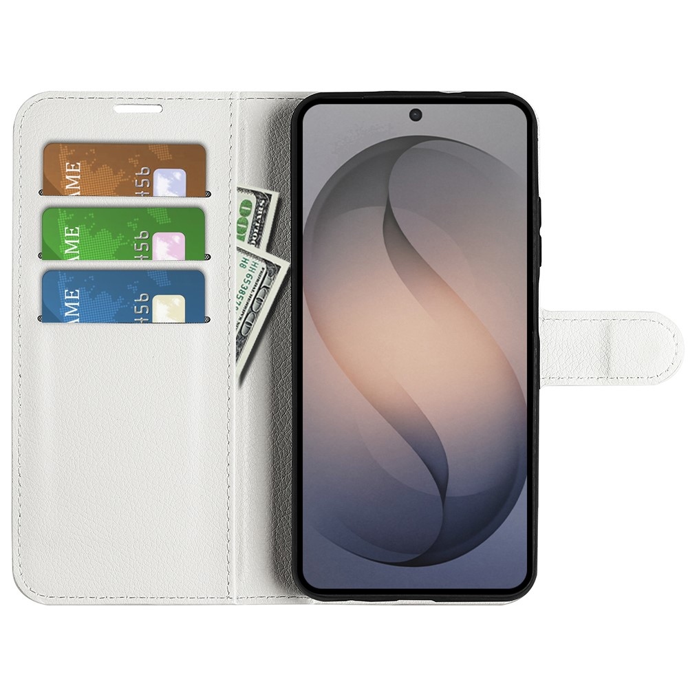Litchi knižkové púzdro na Samsung Galaxy S26 FE - biele