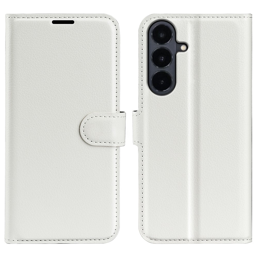 Litchi knižkové púzdro na Samsung Galaxy S26 FE - biele