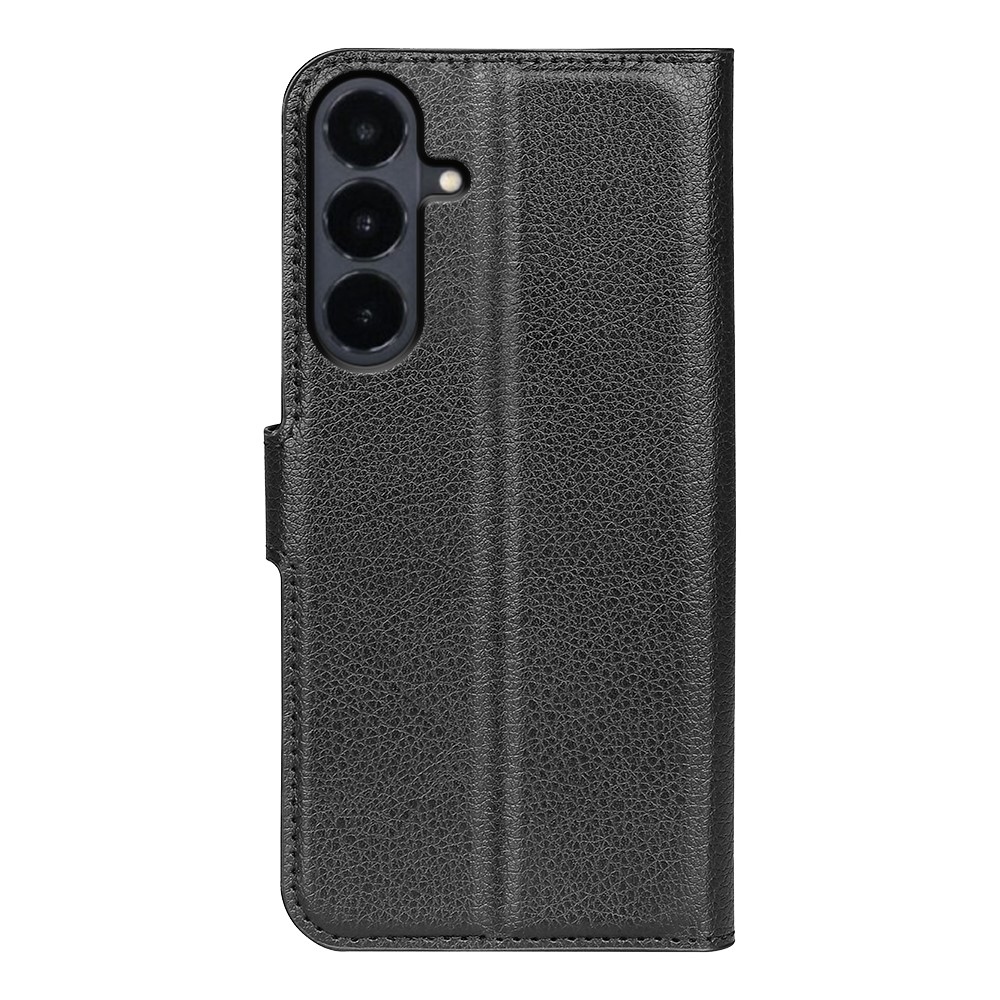 Litchi knižkové púzdro na Samsung Galaxy S26 FE - čierne
