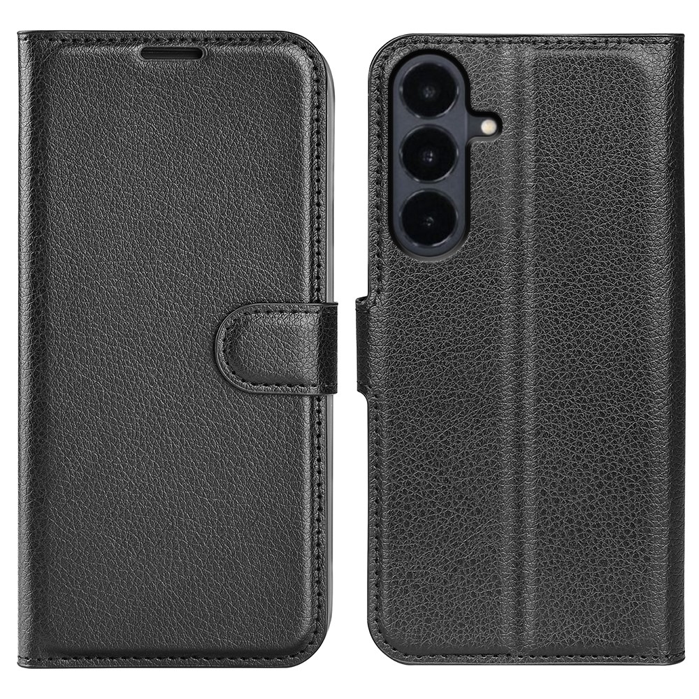 Litchi knižkové púzdro na Samsung Galaxy S26 FE - čierne