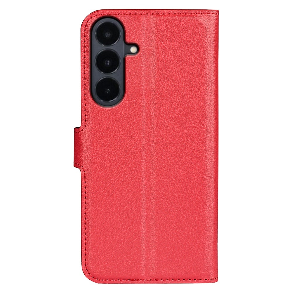 Litchi knižkové púzdro na Samsung Galaxy S26 FE - červené
