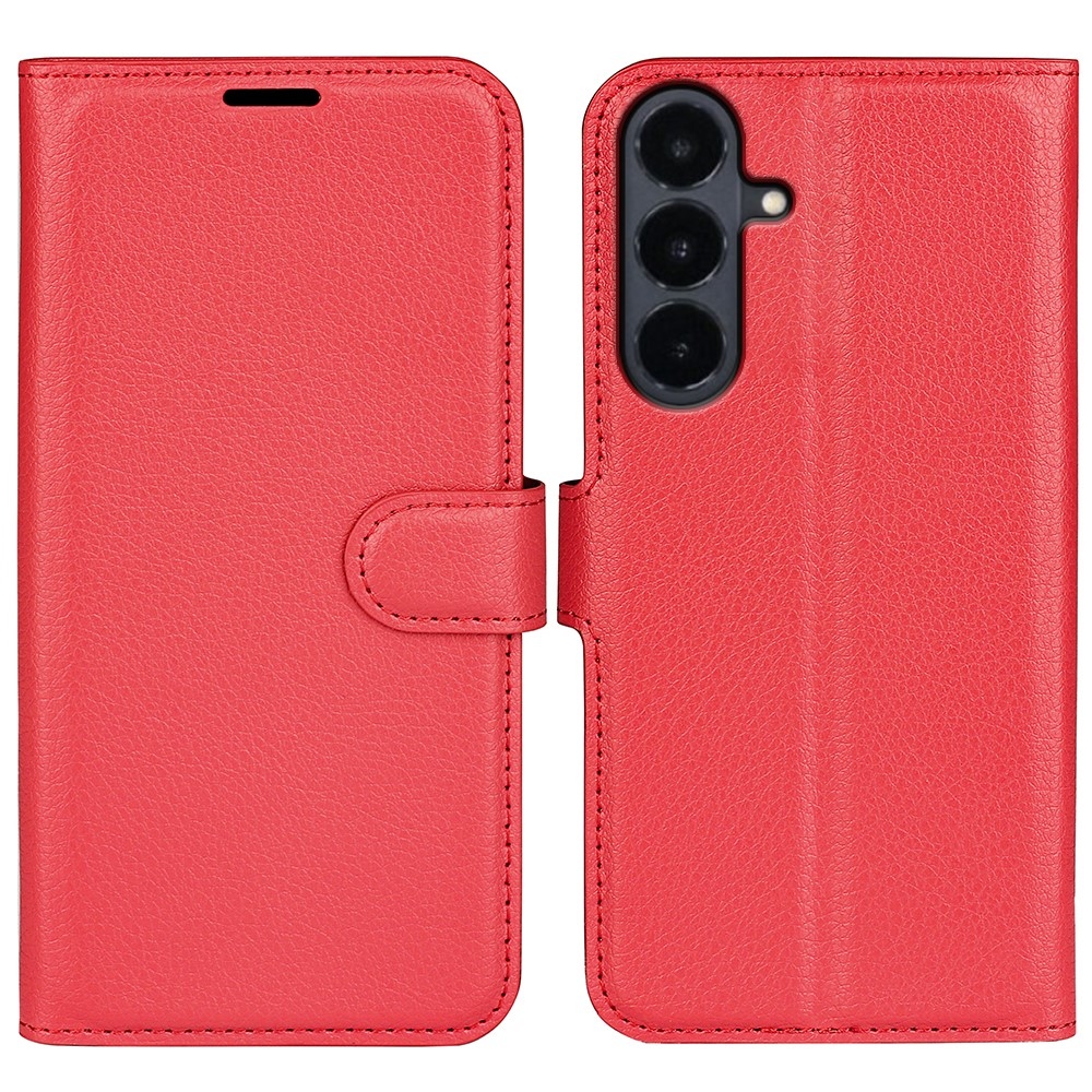 Litchi knižkové púzdro na Samsung Galaxy S26 FE - červené