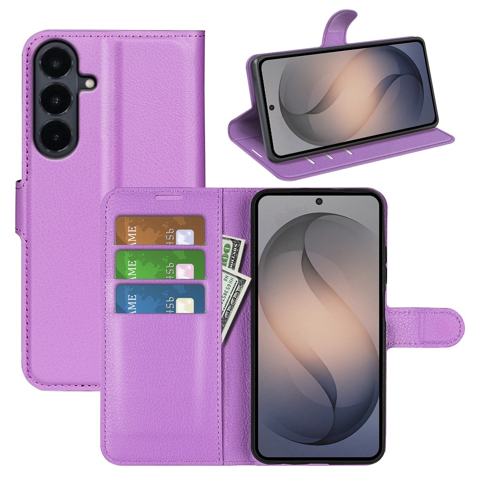 Litchi knižkové púzdro na Samsung Galaxy S26 FE - fialové