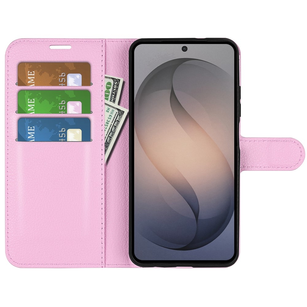 Litchi knižkové púzdro na Samsung Galaxy S26 FE - ružové
