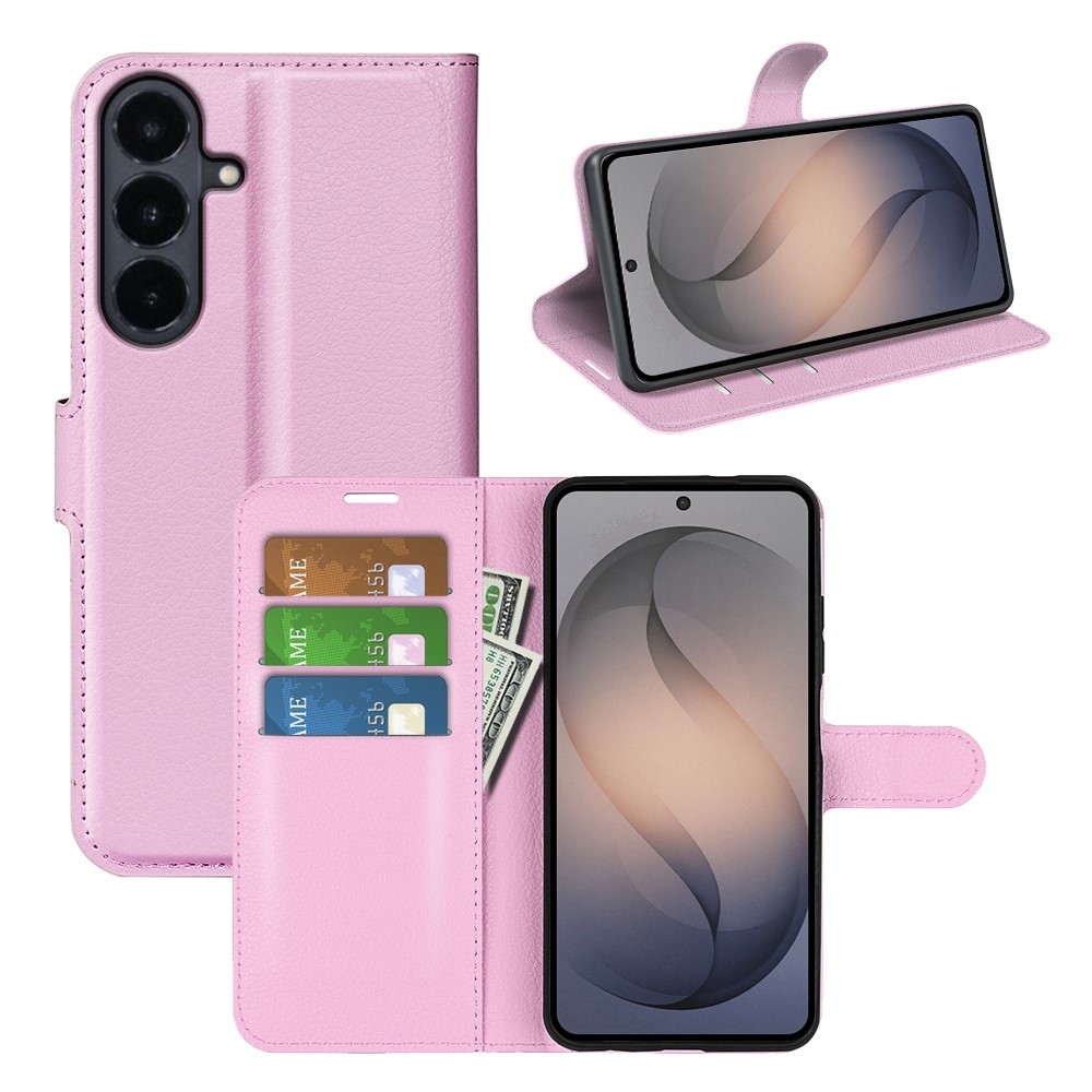 Litchi knižkové púzdro na Samsung Galaxy S26 FE - ružové