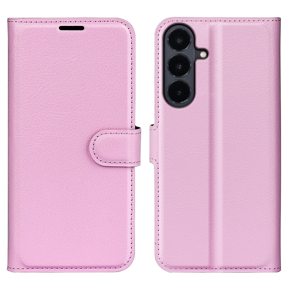 Litchi knižkové púzdro na Samsung Galaxy S26 FE - ružové