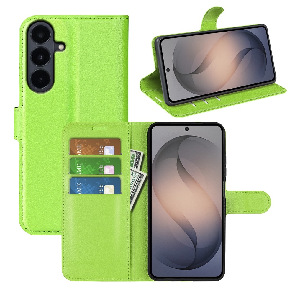 Litchi knižkové púzdro na Samsung Galaxy S26 FE - zelené