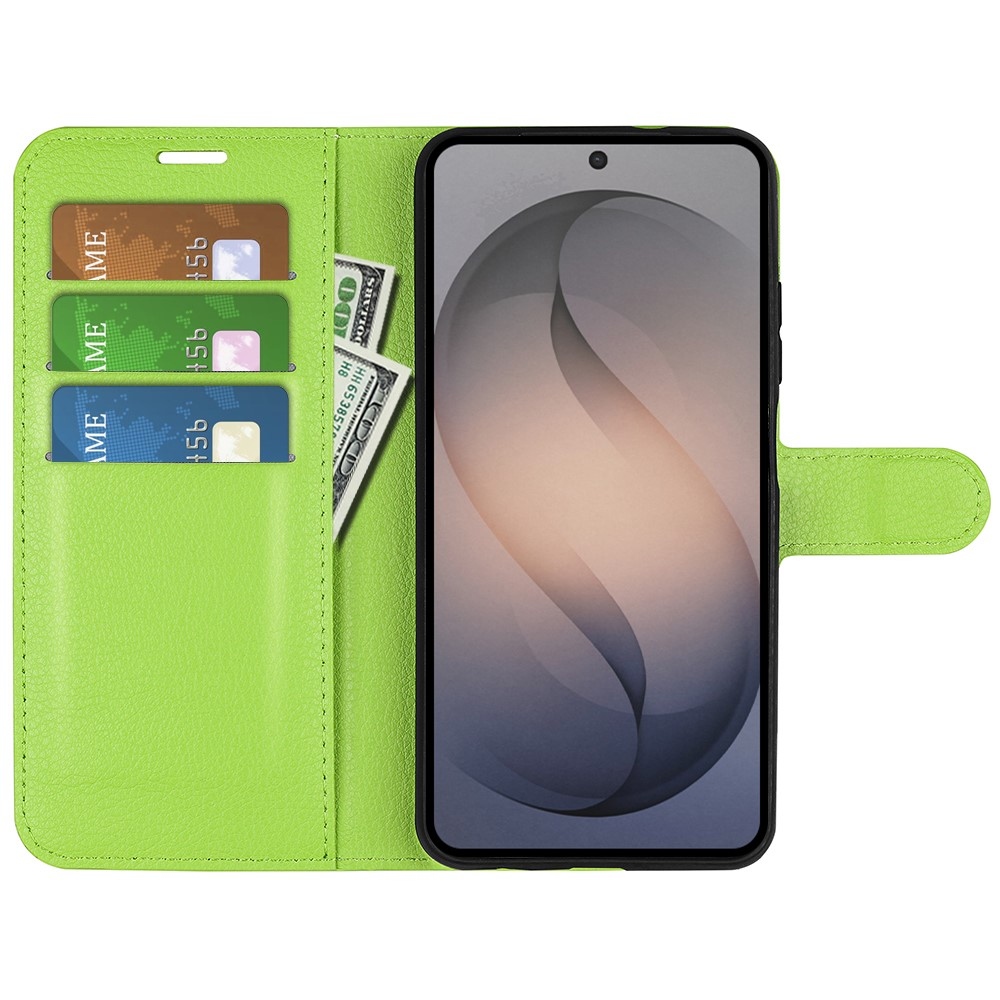 Litchi knižkové púzdro na Samsung Galaxy S26 FE - zelené