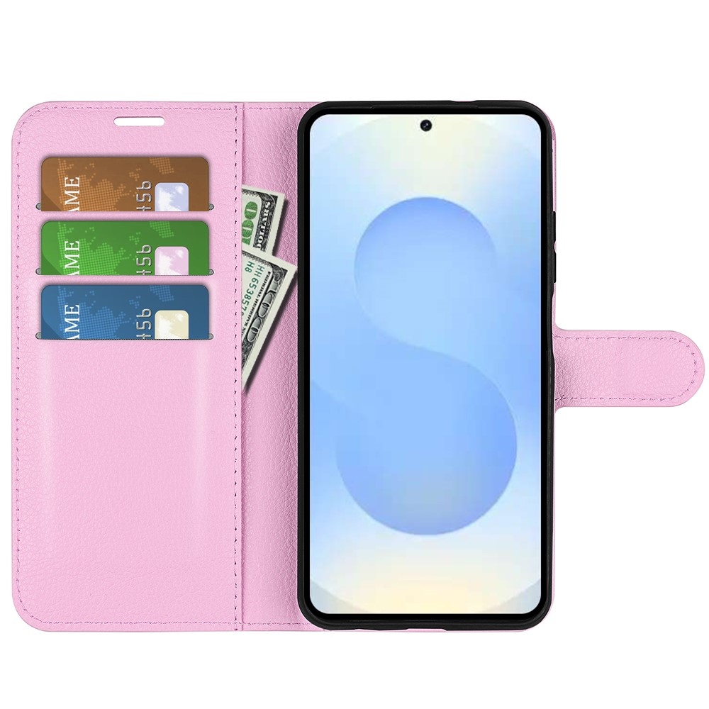 Litchi knižkové púzdro na Samsung Galaxy S26+ - ružové