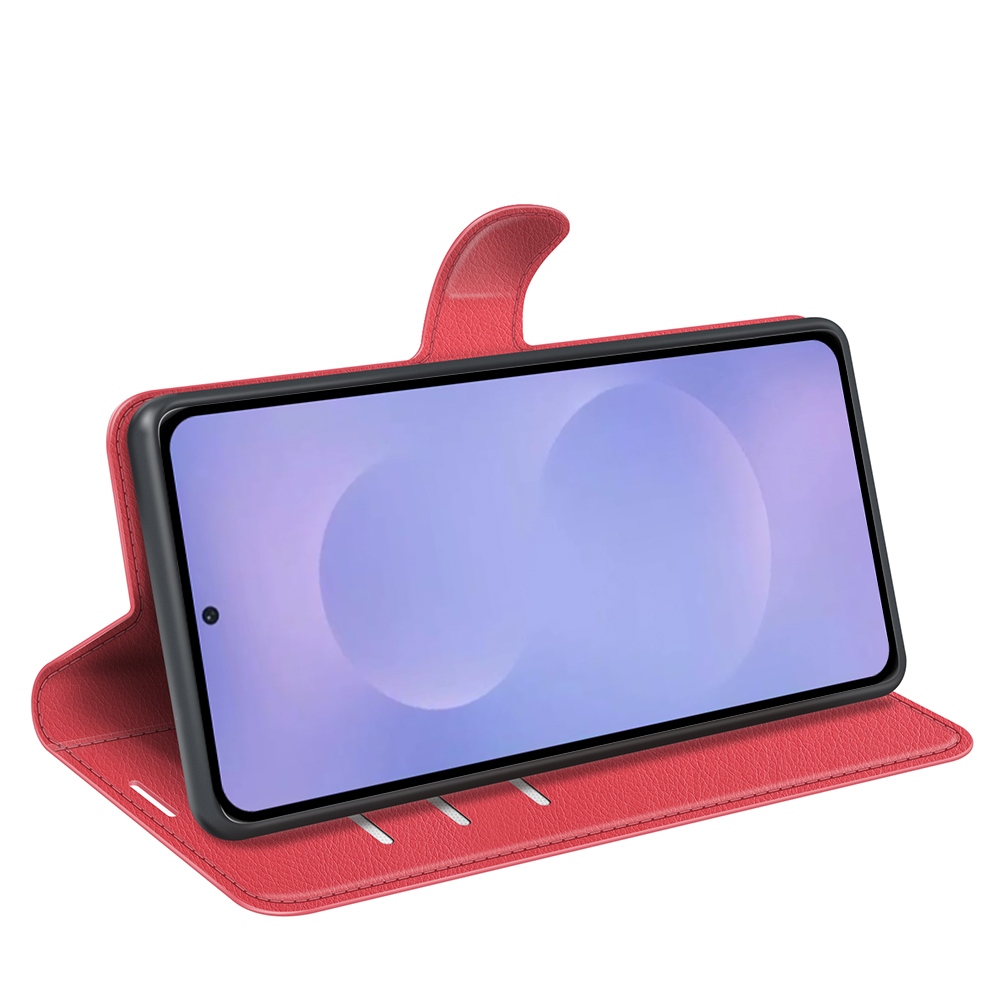 Litchi knižkové púzdro na Samsung Galaxy S26/S26 Pro - červené