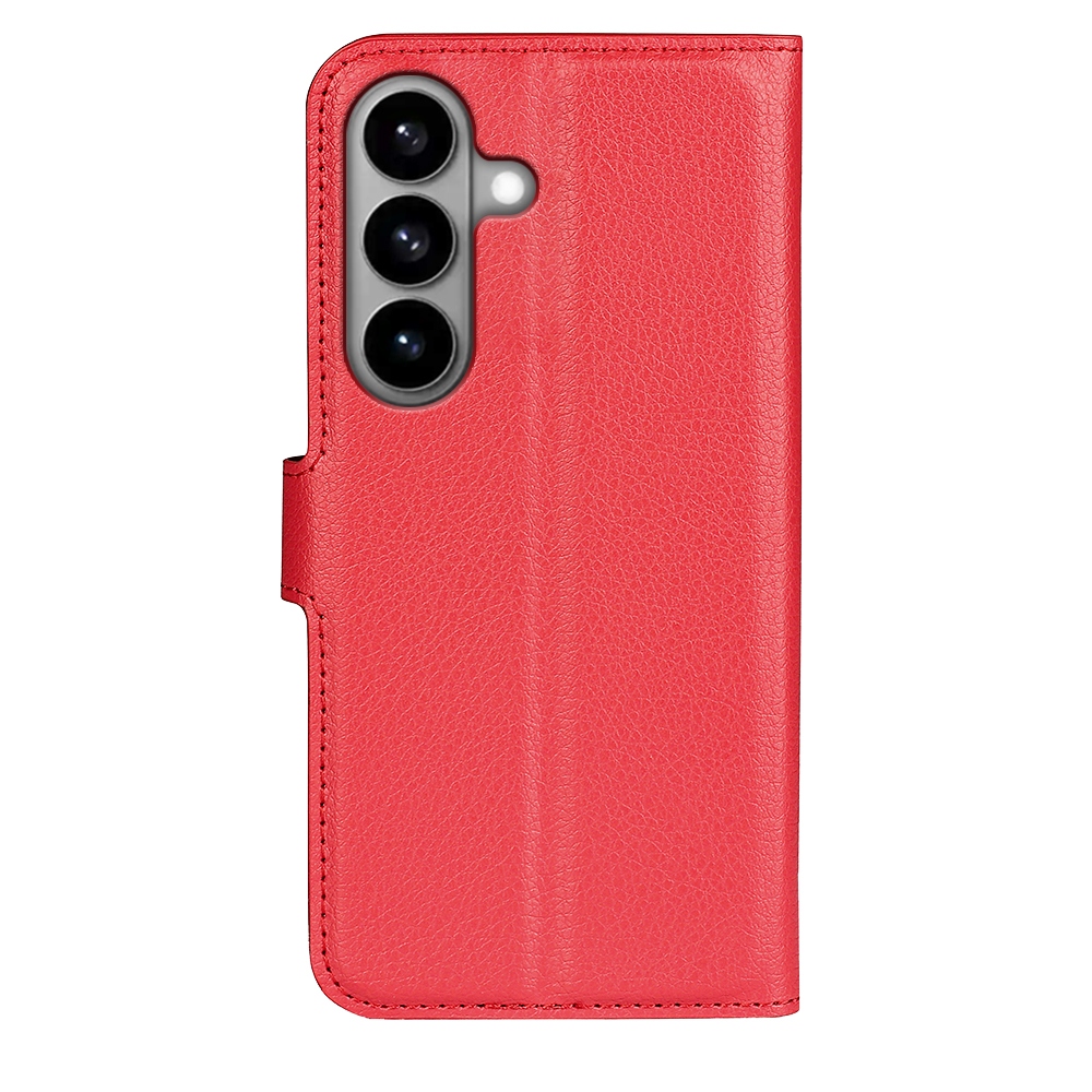 Litchi knižkové púzdro na Samsung Galaxy S26/S26 Pro - červené