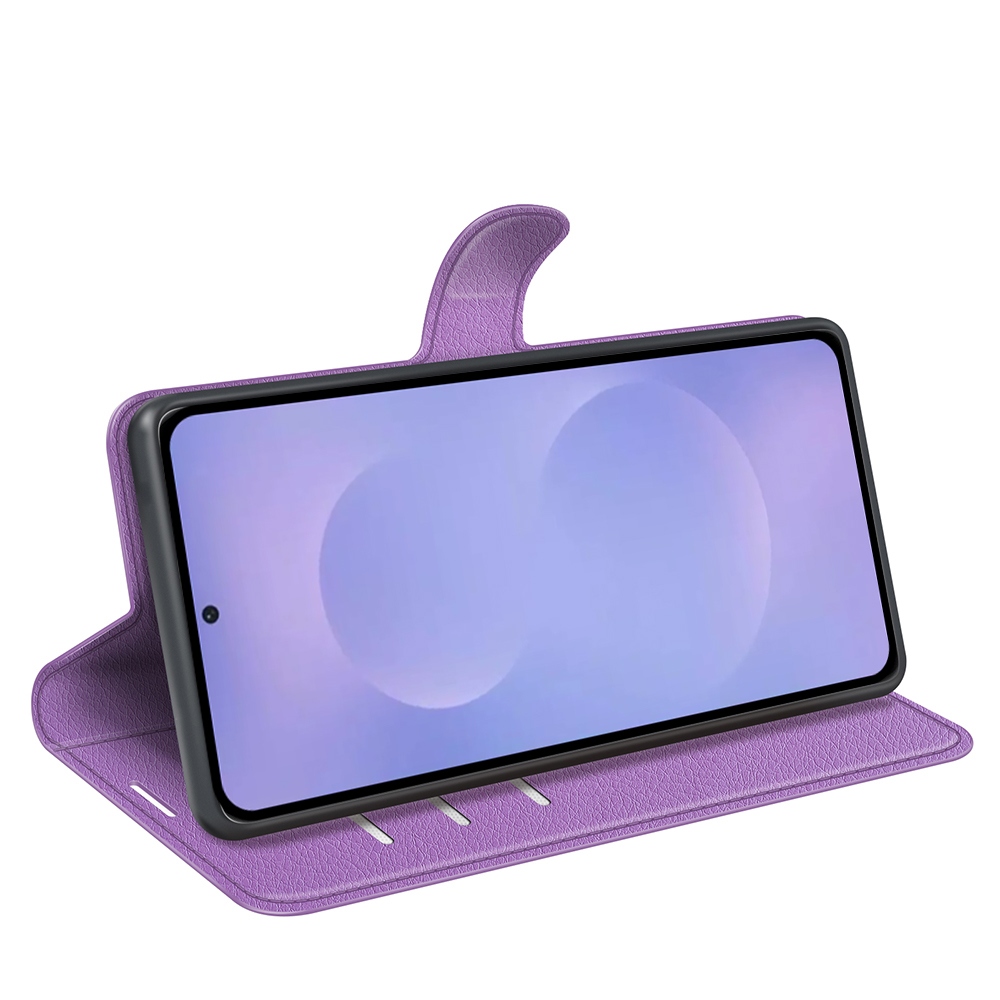 Litchi knižkové púzdro na Samsung Galaxy S26/S26 Pro - fialové