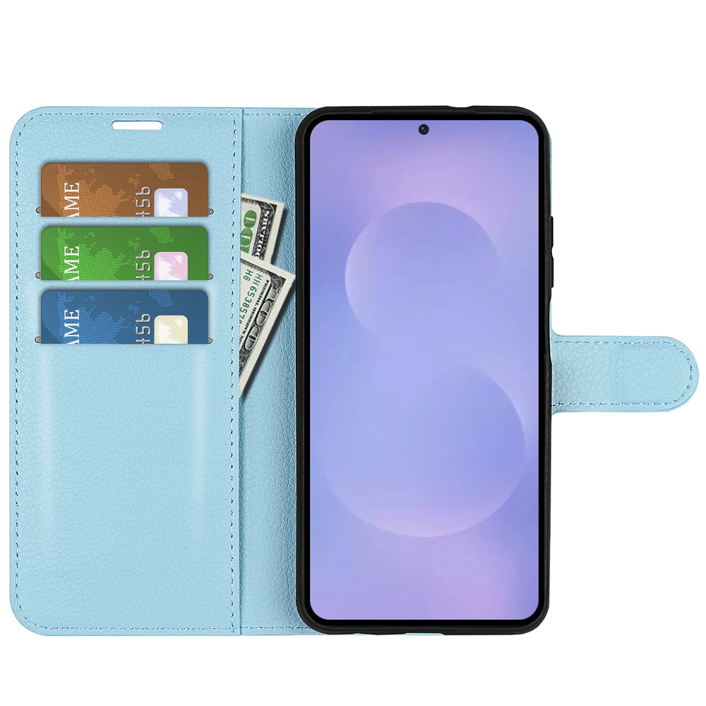 Litchi knižkové púzdro na Samsung Galaxy S26/S26 Pro - modré