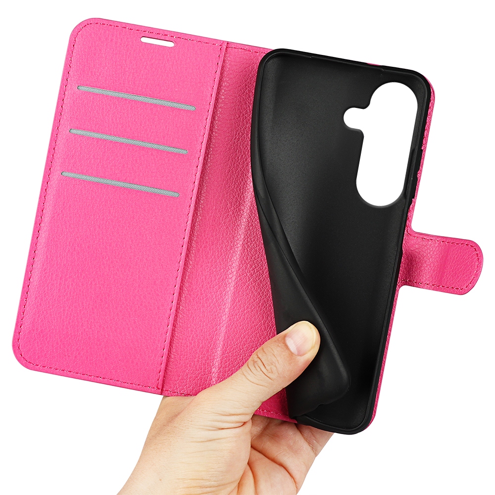 Litchi knižkové púzdro na Samsung Galaxy S26/S26 Pro - rose