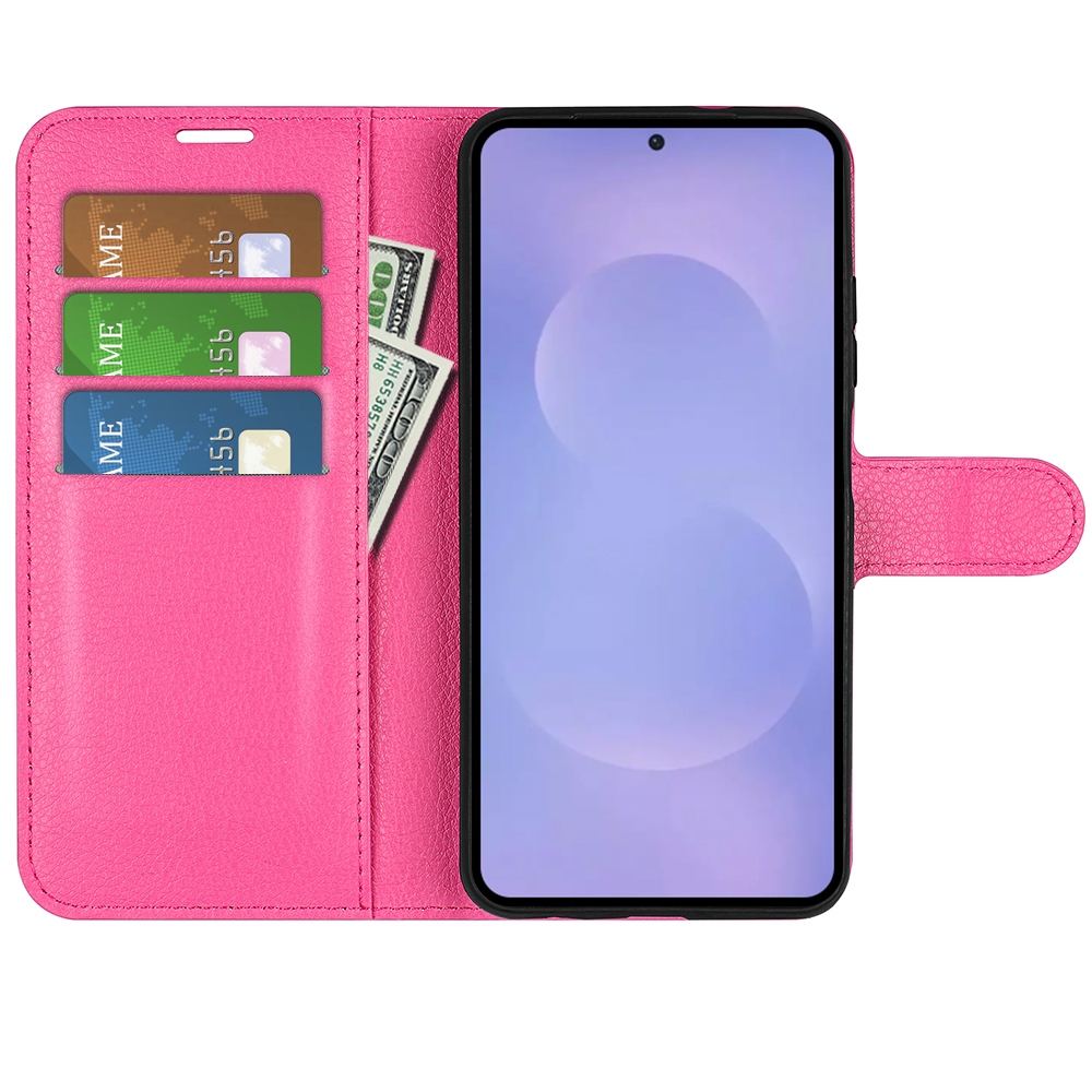 Litchi knižkové púzdro na Samsung Galaxy S26/S26 Pro - rose