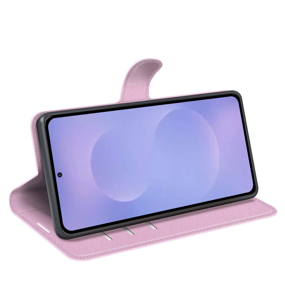 Litchi knižkové púzdro na Samsung Galaxy S26/S26 Pro - ružové