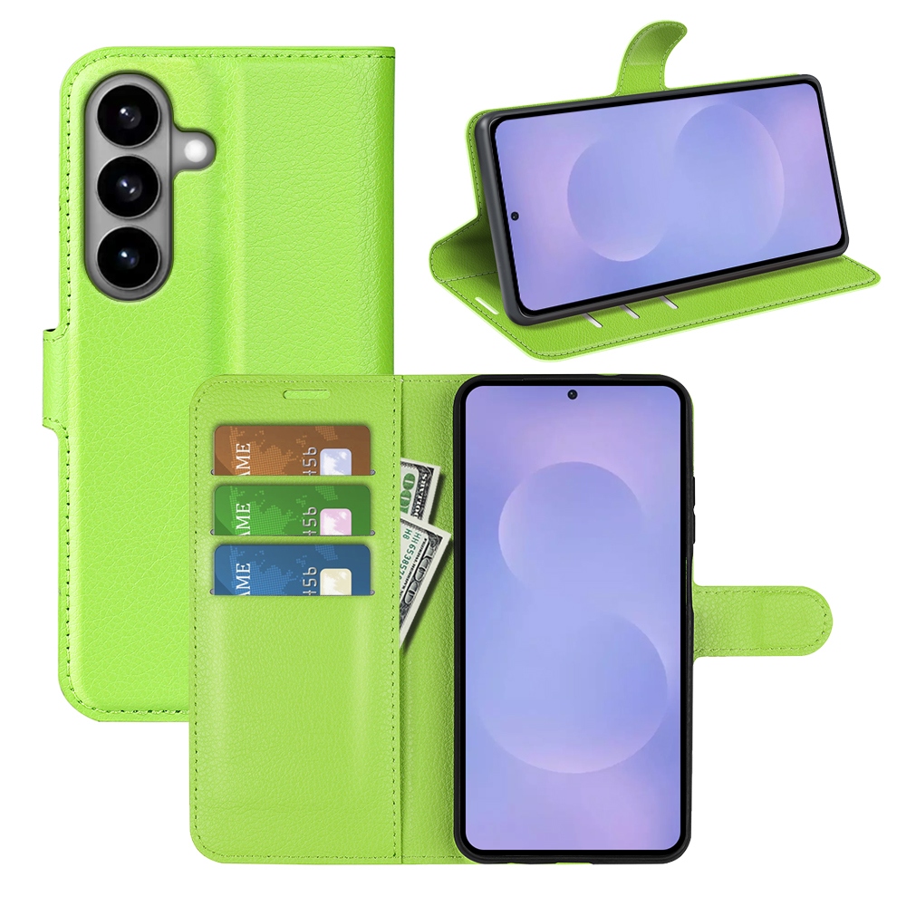 Litchi knižkové púzdro na Samsung Galaxy S26/S26 Pro - zelené