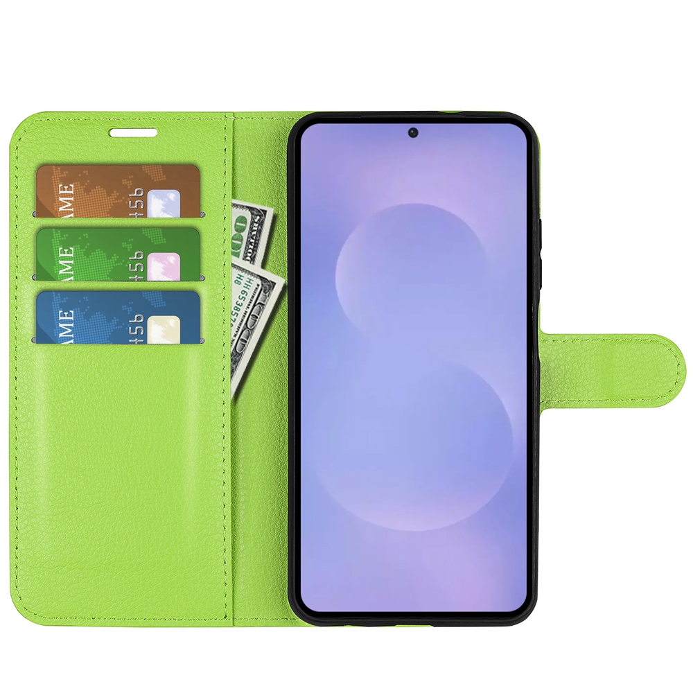 Litchi knižkové púzdro na Samsung Galaxy S26/S26 Pro - zelené